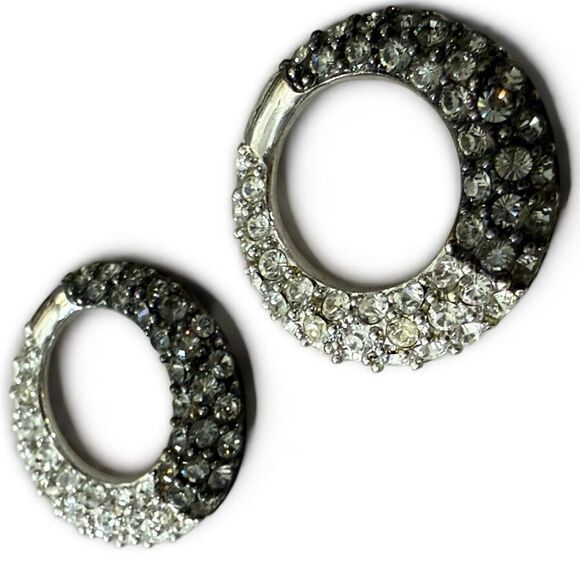 Nolan Miller Vintage Ombre Rhinestone Circle Earrings – Signed Designer Glam - Picture 4 of 17